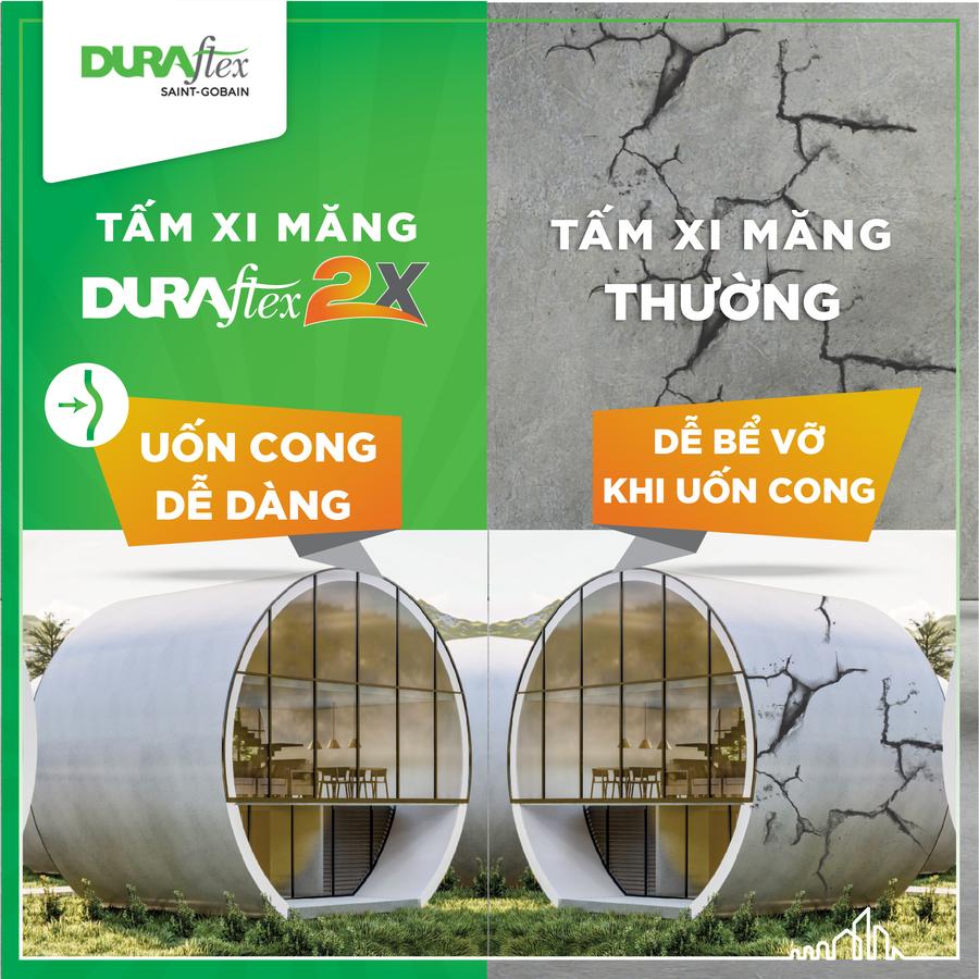Tấm xi măng Cemboard làm vách ốp tường ngoài trời DURAflex 2X có khả năng uốn cong tạo hình cho công trình